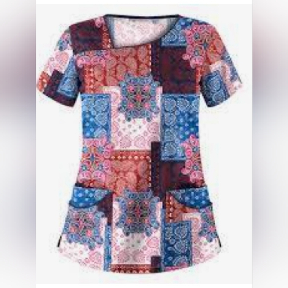 Patchwork Print Women's Top